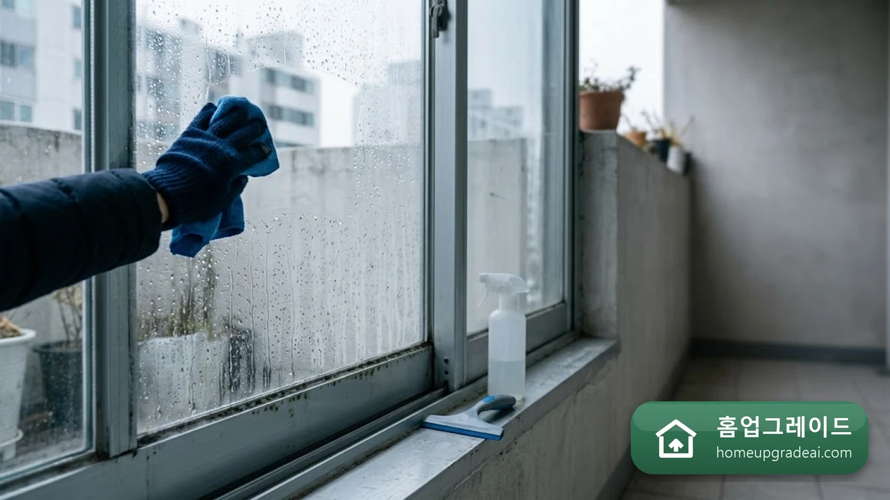 베란다 결로와 곰팡이를 잡고 단열까지 챙기는 셀프 정비법 — AI 참고 이미지