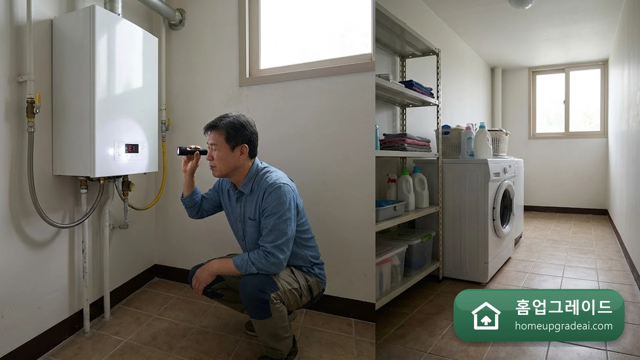 온수가 안 나올 때 원인 찾는 순서 (보일러·수전·배관) — AI 참고 이미지
