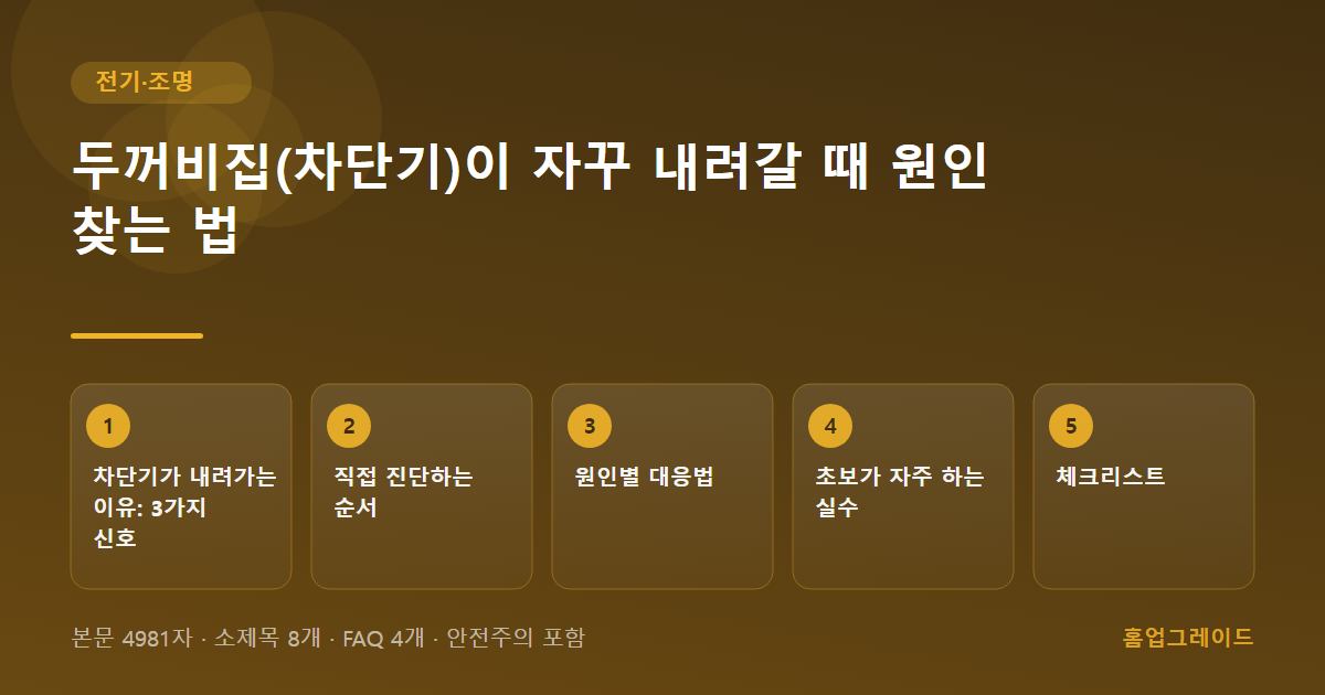 두꺼비집(차단기)이 자꾸 내려갈 때 원인 찾는 법 — 글의 흐름을 정리한 도해