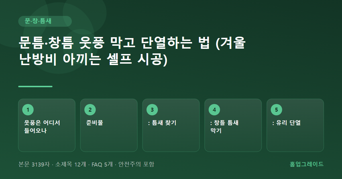 문틈·창틈 웃풍 막고 단열하는 법 (겨울 난방비 아끼는 셀프 시공) — 글의 흐름을 정리한 도해