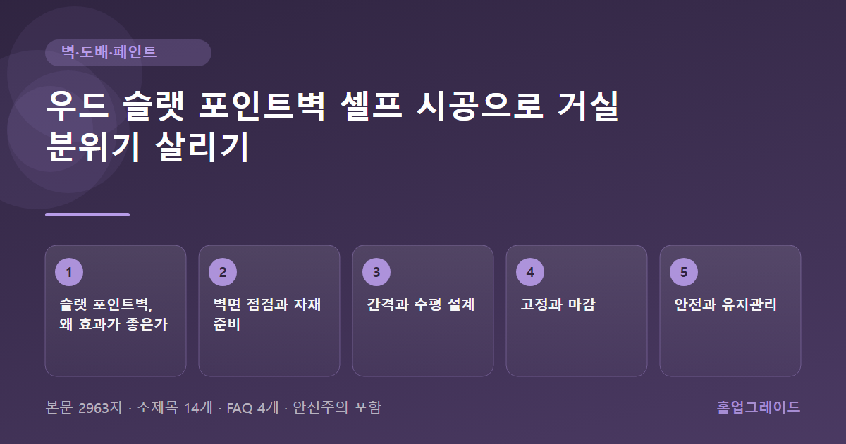 우드 슬랫 포인트벽 셀프 시공으로 거실 분위기 살리기 — 글의 흐름을 정리한 도해